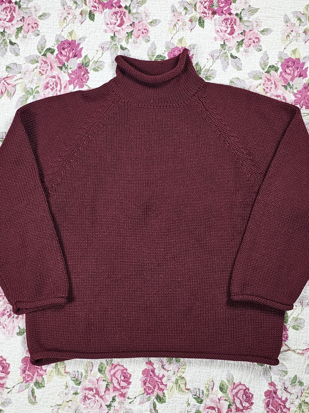 J.CREW Men's Wool Knit Rolled Turtleneck Pullover Sweater Burgundy Solid M